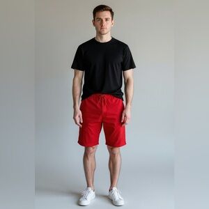 Vibrant Red Flat Front Shorts
